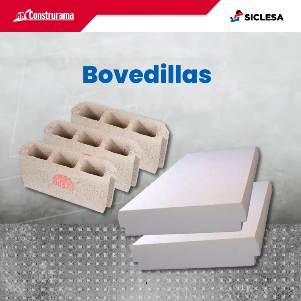 Bovedillas de poliestireno junto a una bovedilla de concreto