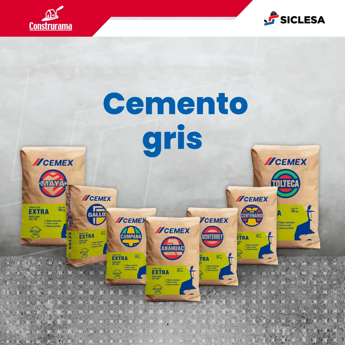 Sacos de cemento gris CEMEX