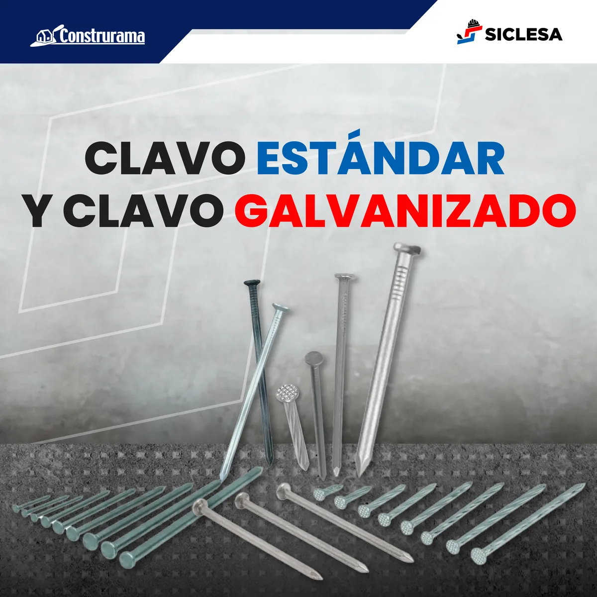 Clavo estándar y clavo galvanizado