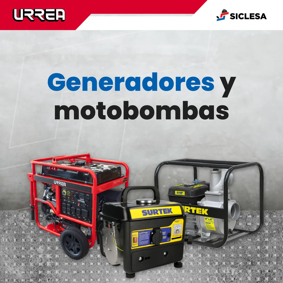 Generadores Urrea y Surtek y motobomba Surtek