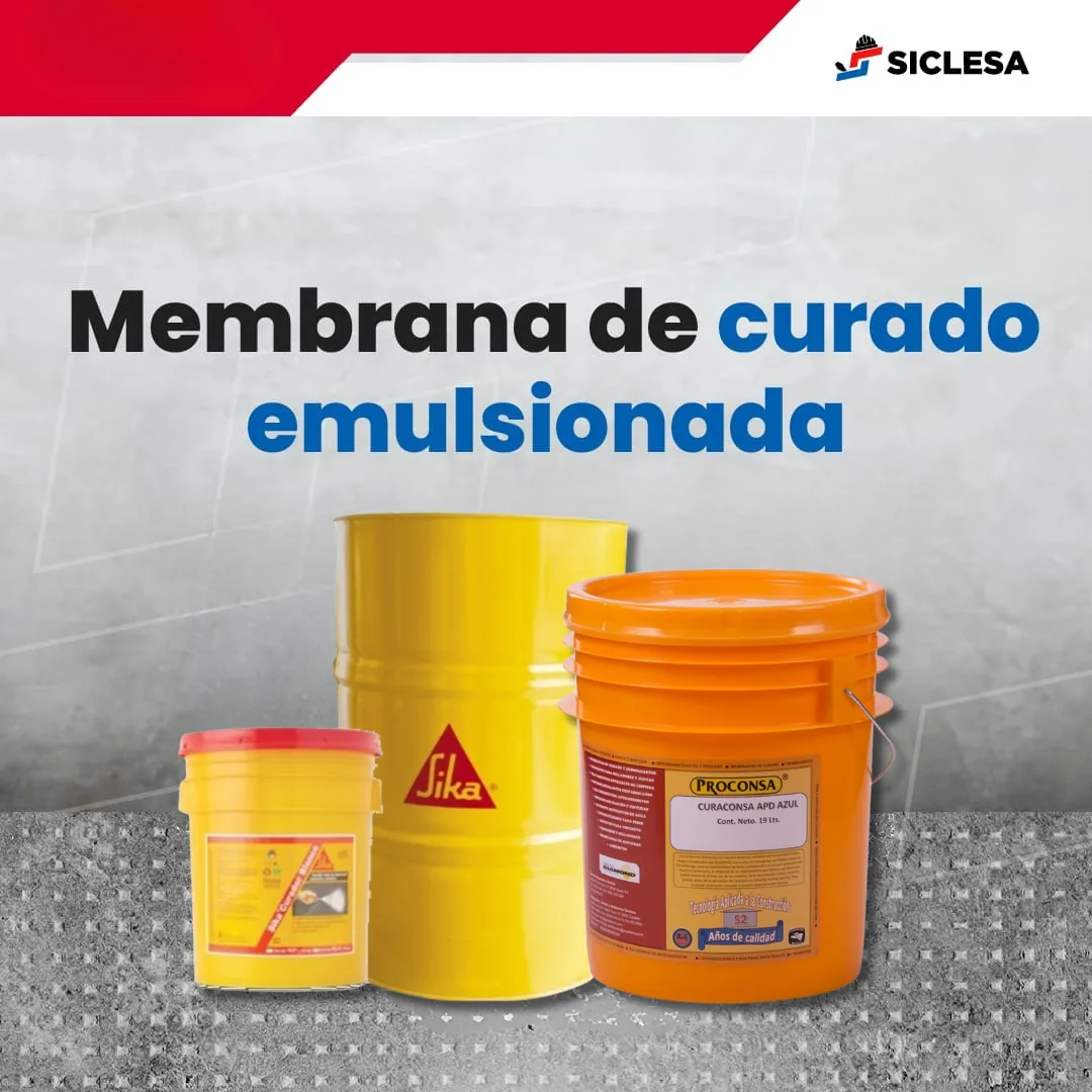 Membranas de curado: cubeta y tambor Sika y cubeta Curaconsa de Proconsa