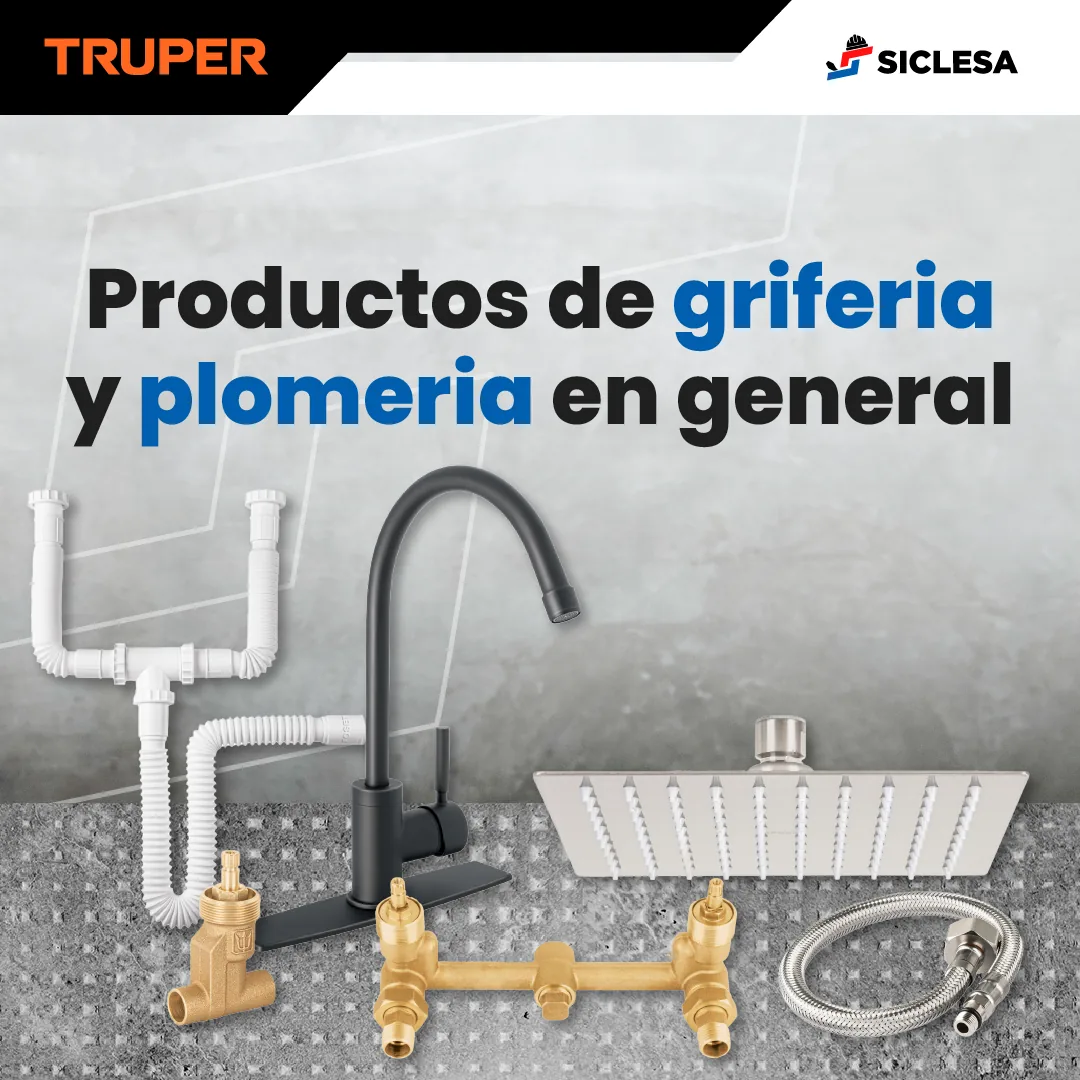Mezcladora, llaves de paso, conexiones, regadera y céspol de plomería