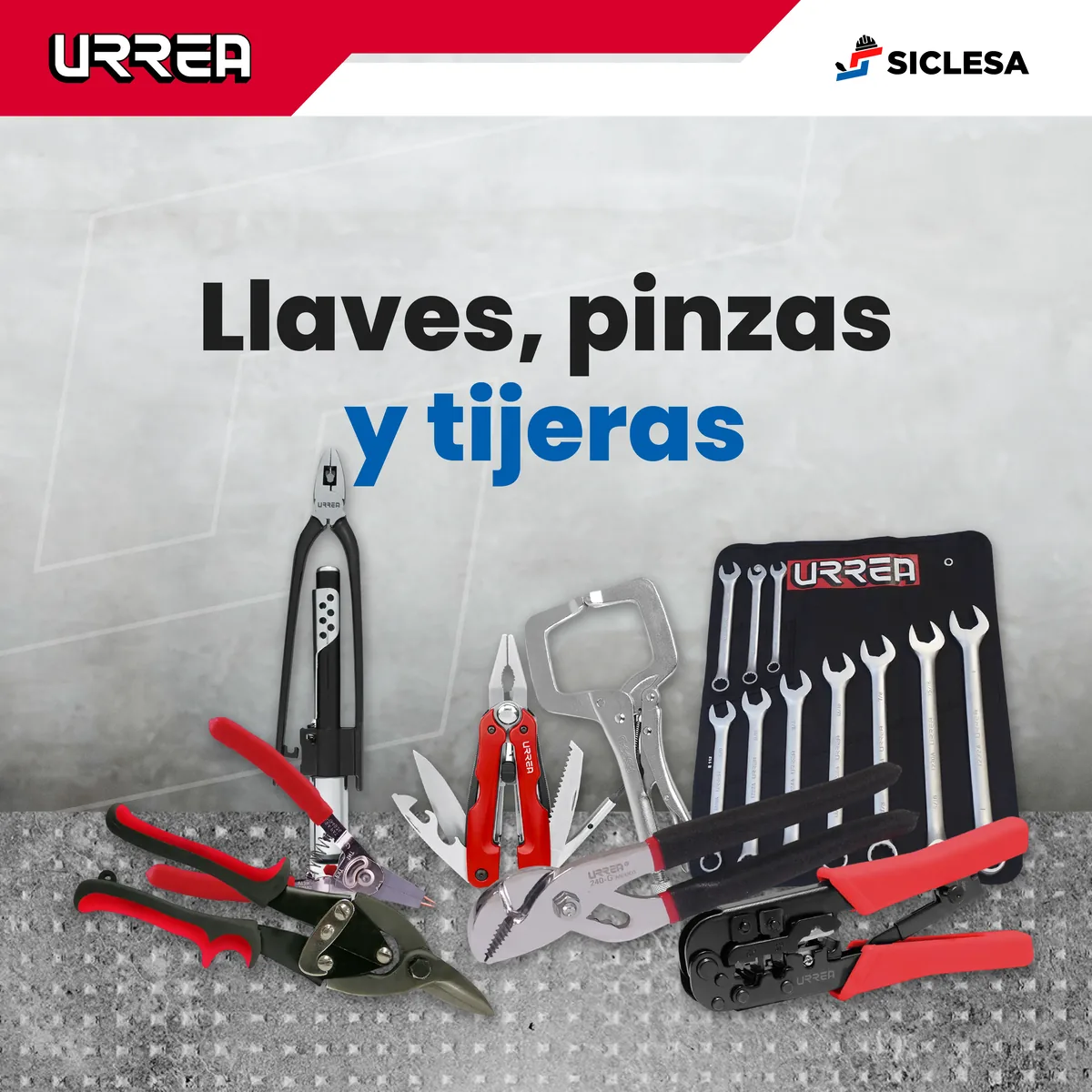 Juego de llaves, pinzas de presión, pinzas y tijeras Urrea